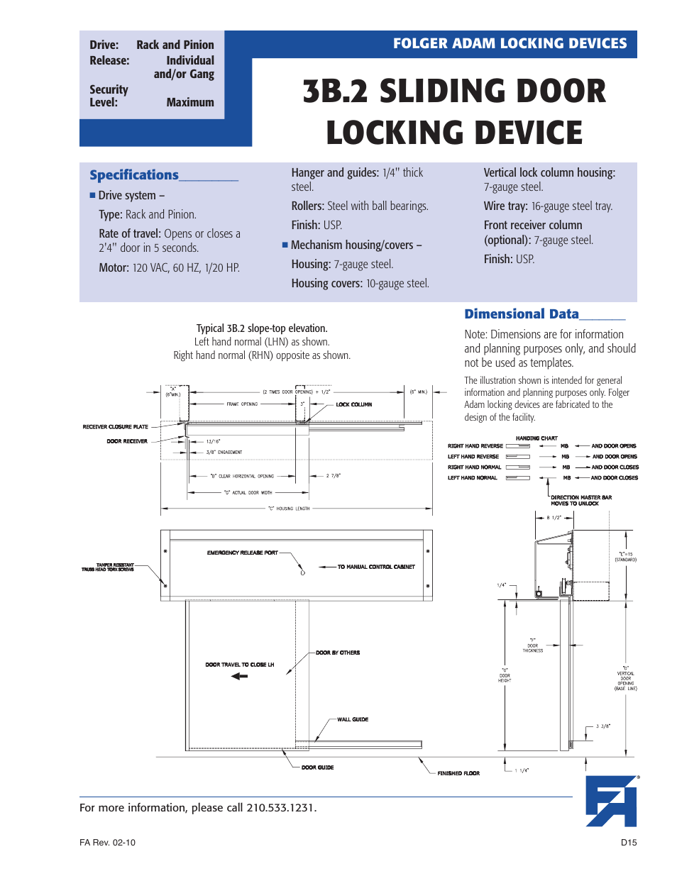 3b.2 sliding door locking device | Southern Folger 3B.2 SLIDING DOOR LOCKING DEVICE User Manual | Page 3 / 3