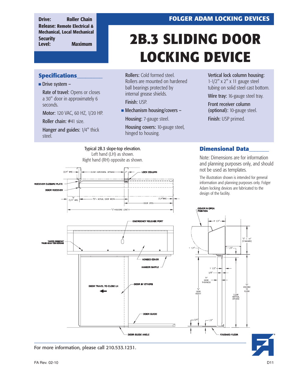 2b.3 sliding door locking device | Southern Folger 2B.3 SLIDING DOOR LOCKING DEVICE User Manual | Page 3 / 3