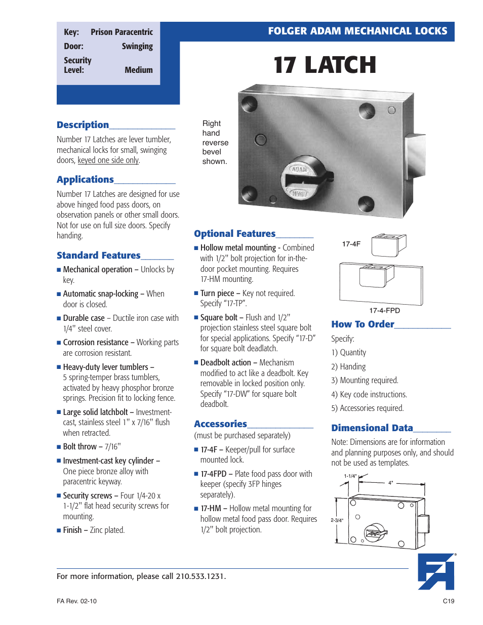 Southern Folger 17 LATCH User Manual | 1 page