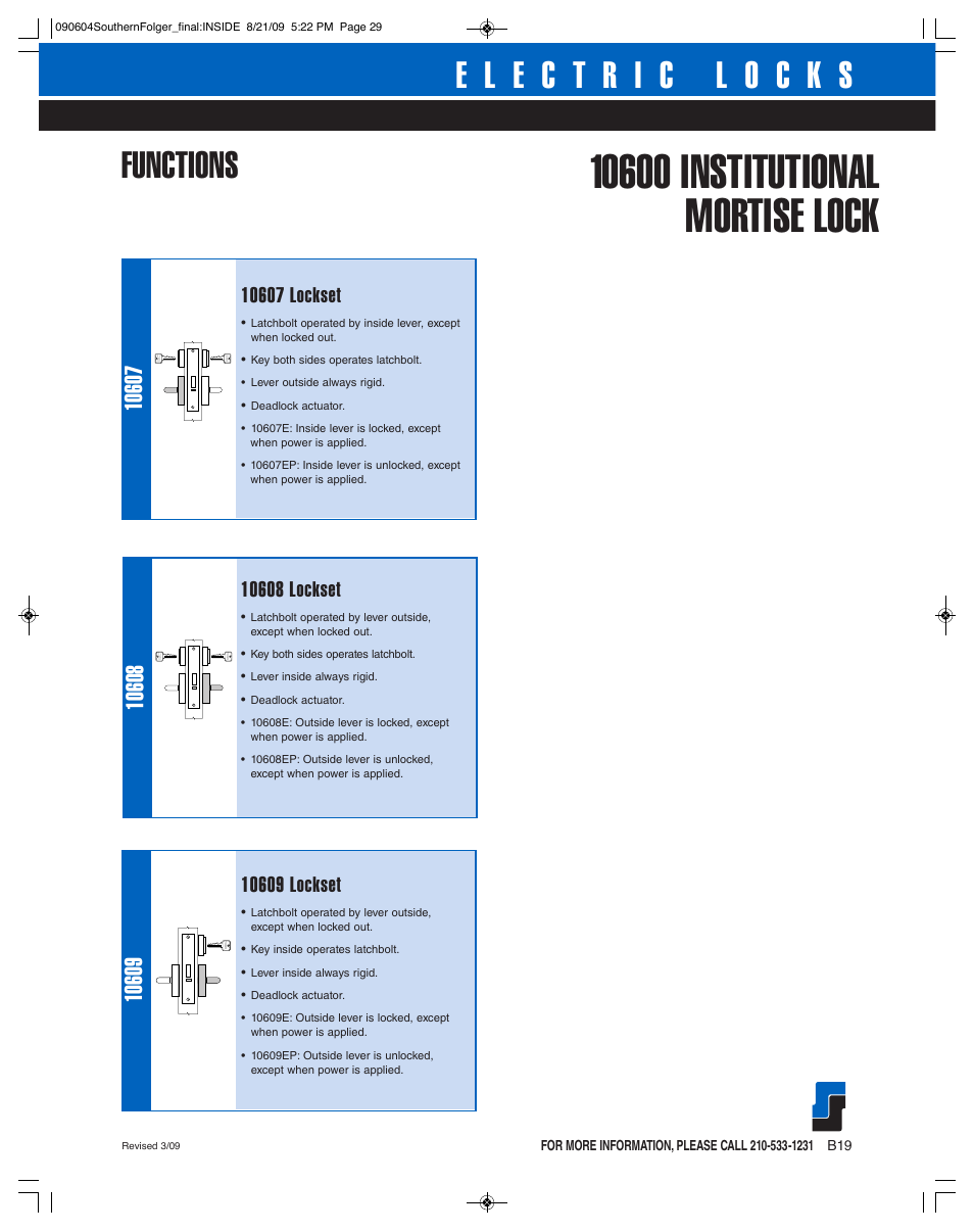 Southern Folger 10600 INSTITUTIONAL MORTISE LOCK User Manual | Page 3 / 4
