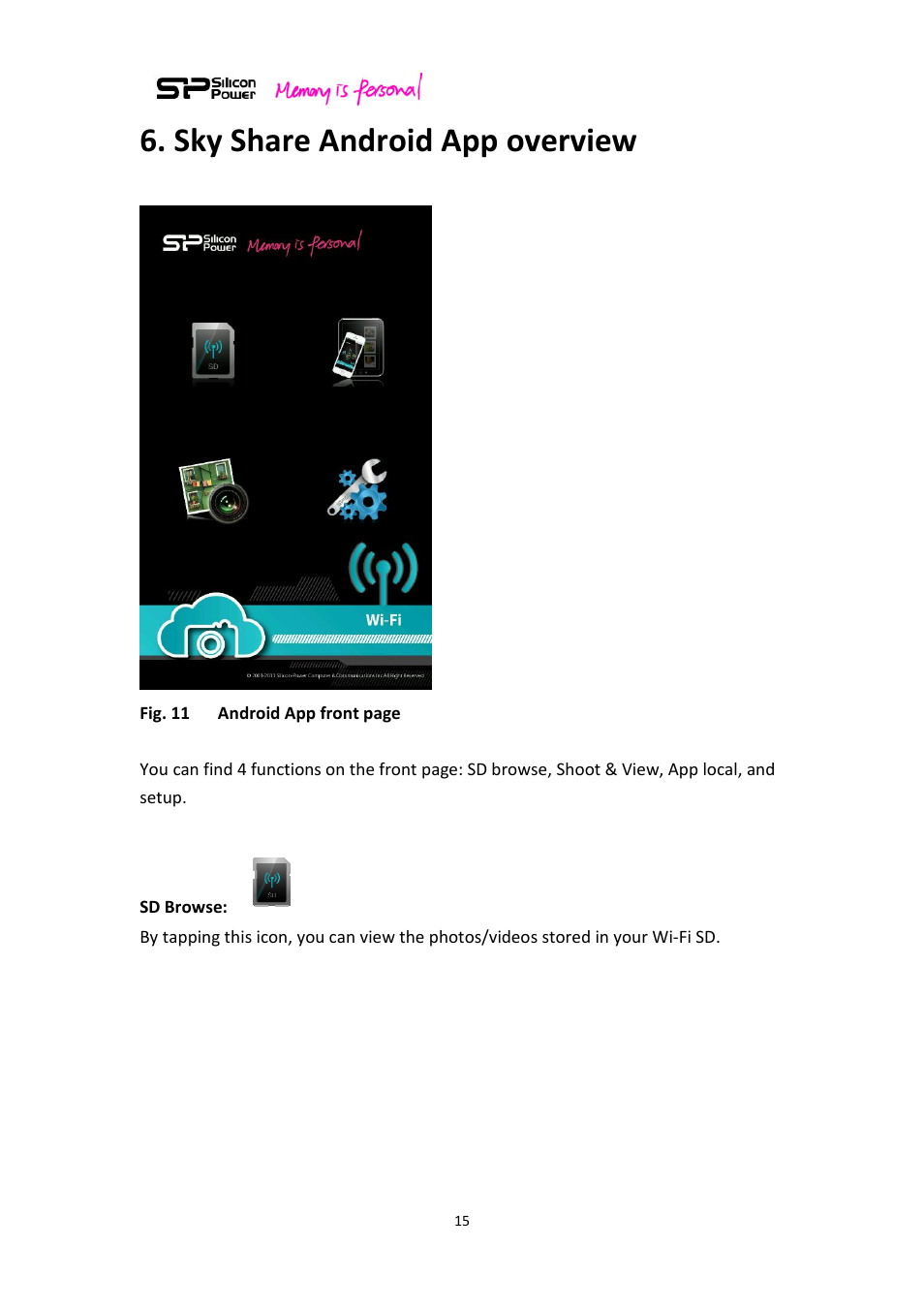 Sky share android app overview | SP / Silicon Power Sky Share S10 User Manual | Page 15 / 32