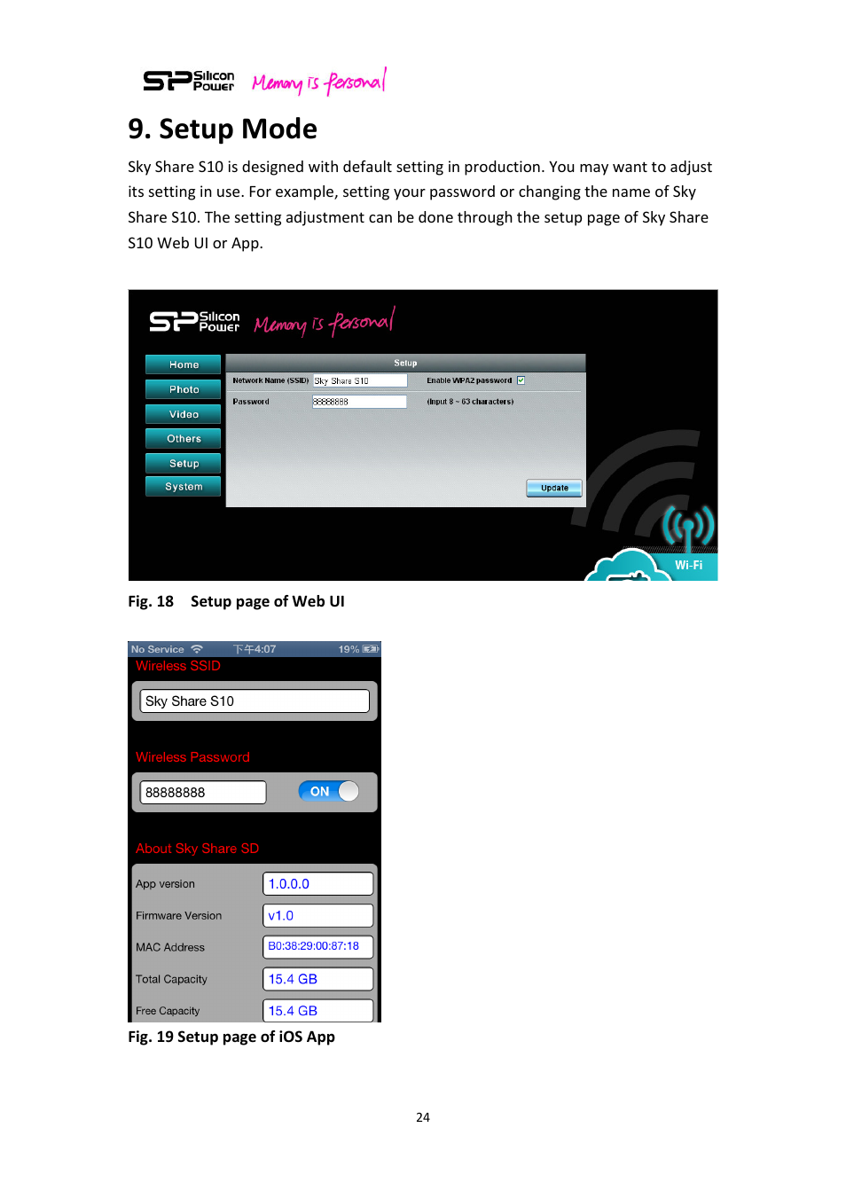 Setup mode | SP / Silicon Power Sky Share S10 User Manual | Page 24 / 32