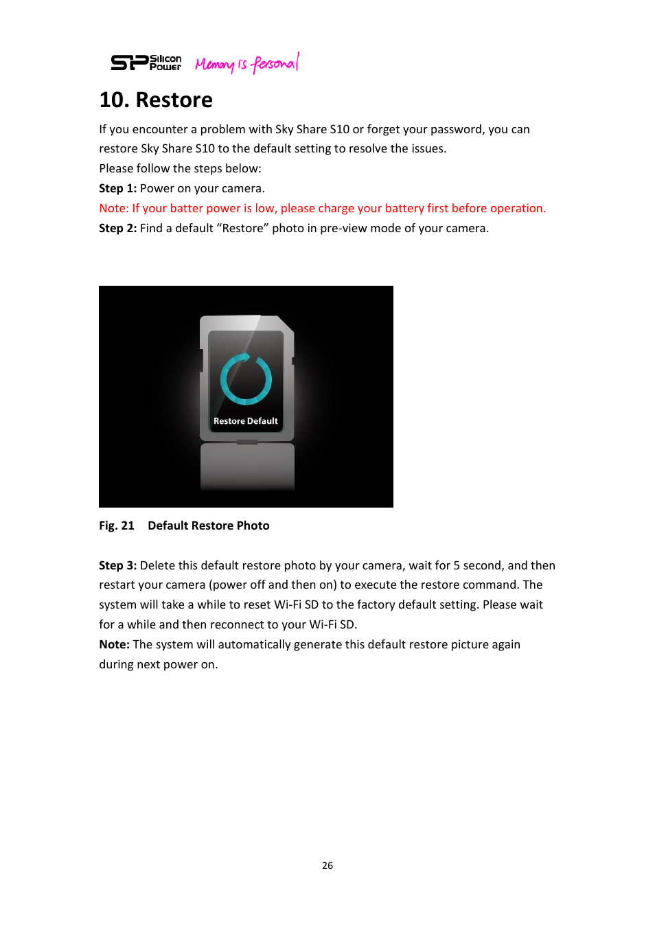 Restore | SP / Silicon Power Sky Share S10 User Manual | Page 26 / 32
