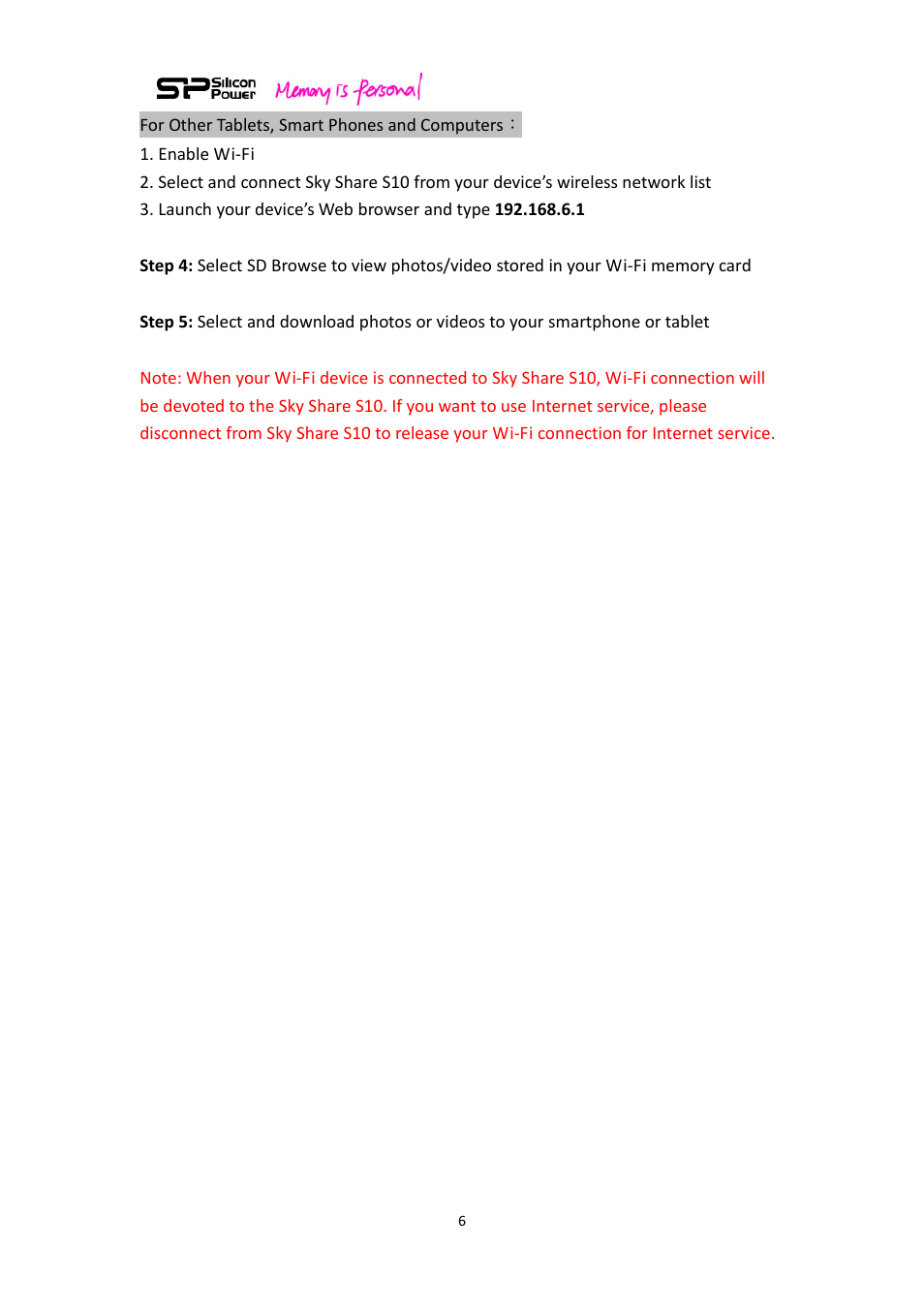 SP / Silicon Power Sky Share S10 User Manual | Page 6 / 32