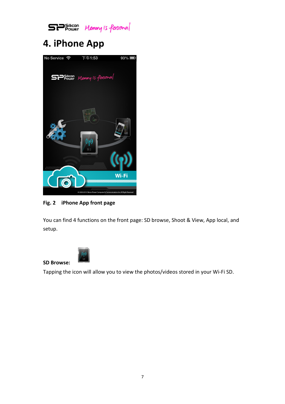 Iphone app | SP / Silicon Power Sky Share S10 User Manual | Page 7 / 32