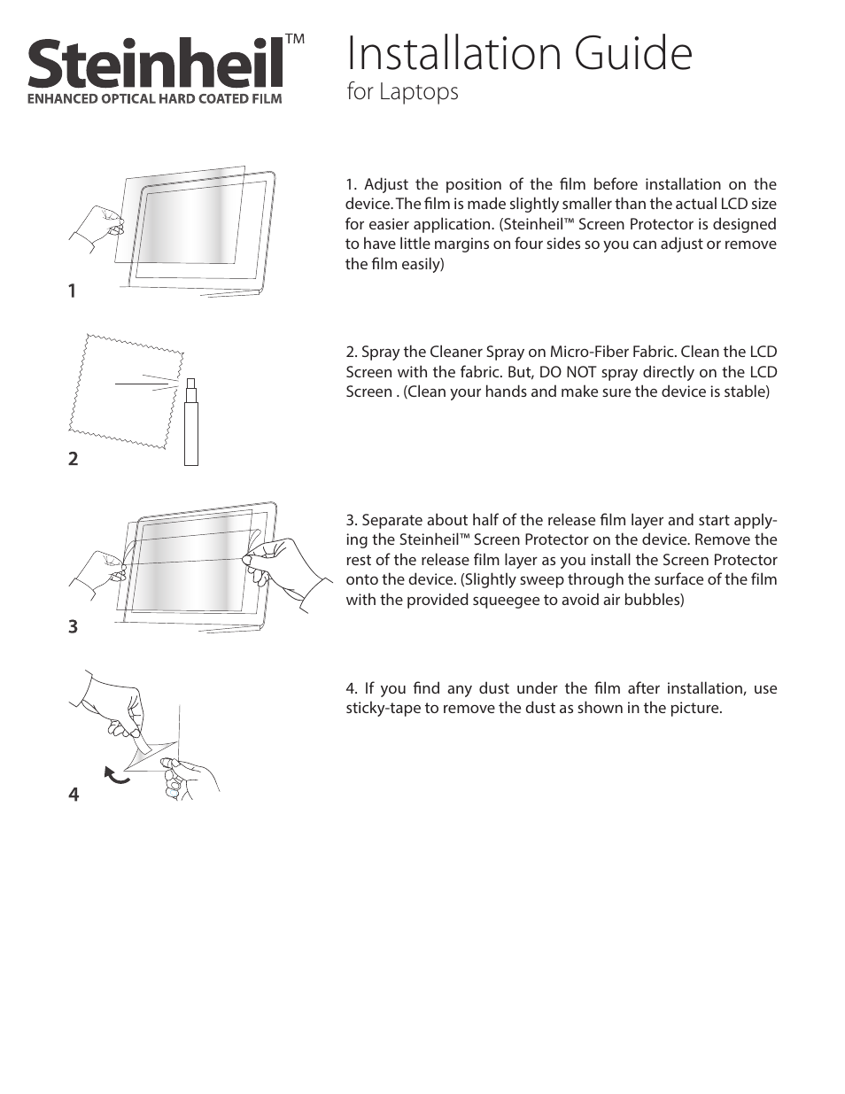 Spigen Steinheil ENHANCED OPTICAL HARD COATED FILM for Laptops User Manual | 1 page