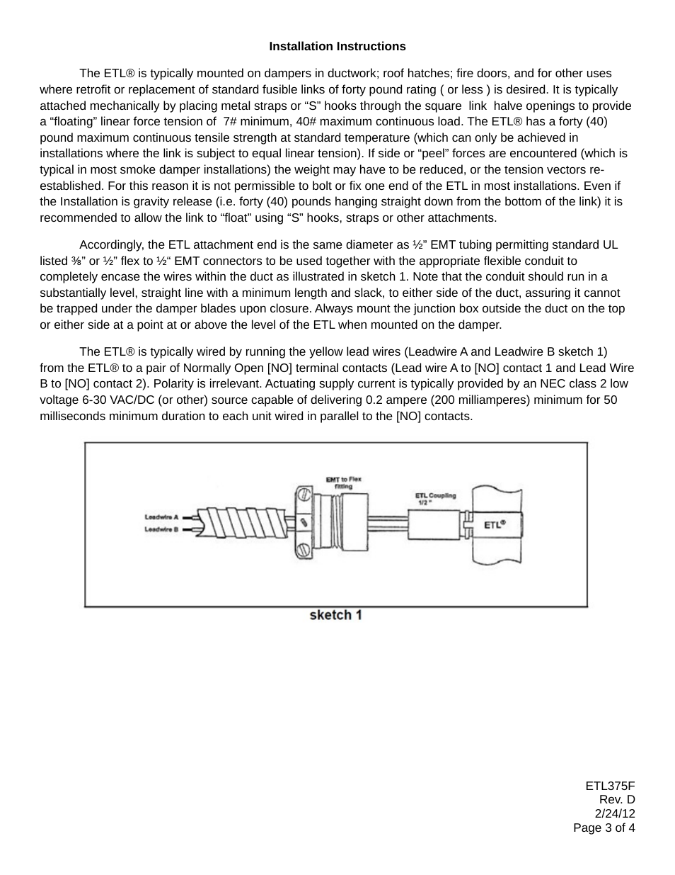 SR Products ETL121375 Nominal Temperature Rating User Manual | Page 3 / 4