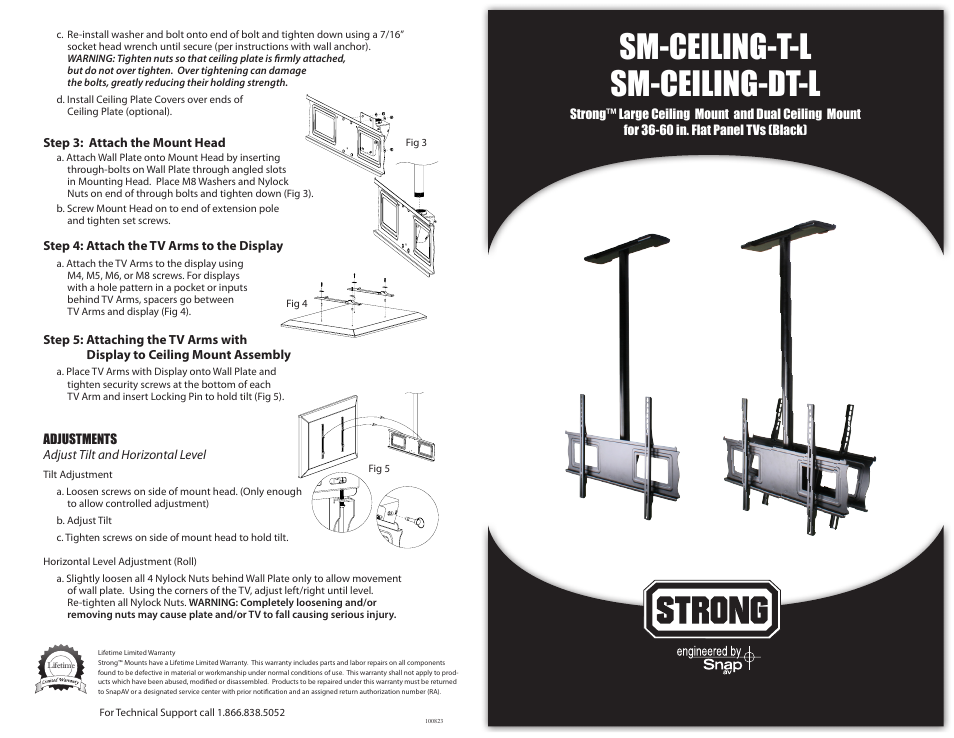 Staub Electronics SM-CEILING-T-L STRONG - LARGE CEILING MOUNT FOR 36-60 FLAT PANEL DISPLAYS User Manual | 2 pages