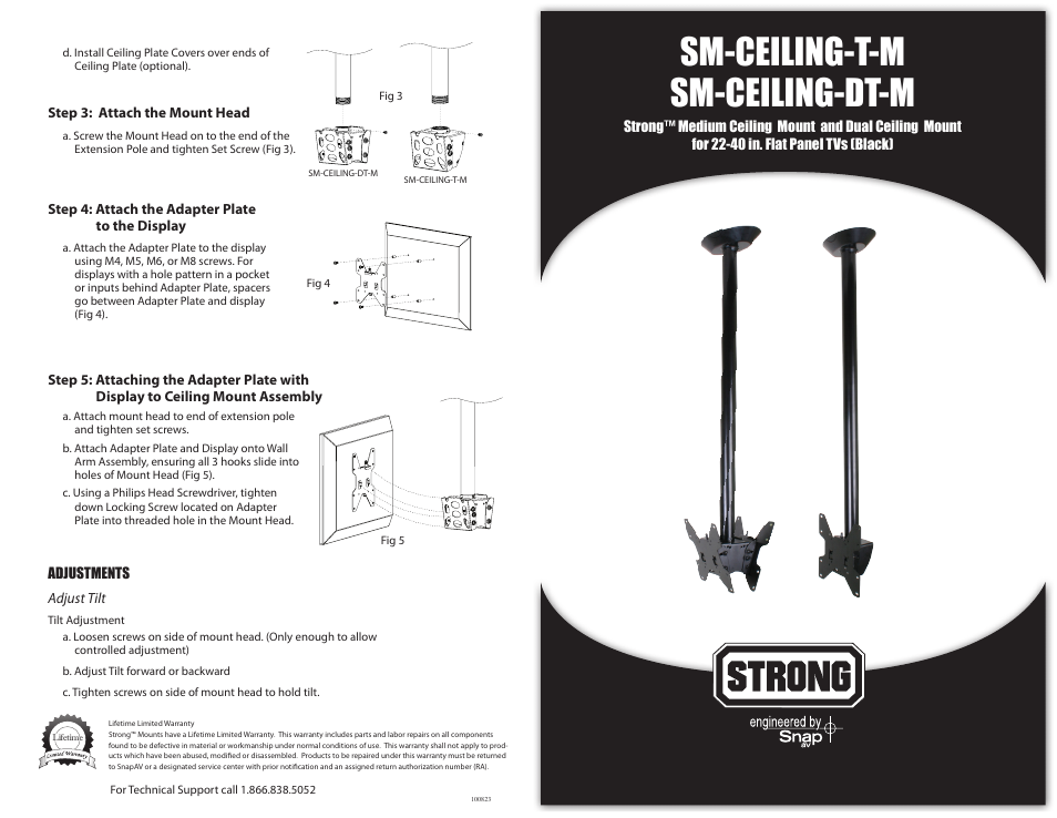 Staub Electronics SM-CEILING-T-M STRONG - MEDIUM CEILING MOUNT FOR 22-40 FLAT PANEL DISPLAYS User Manual | 2 pages