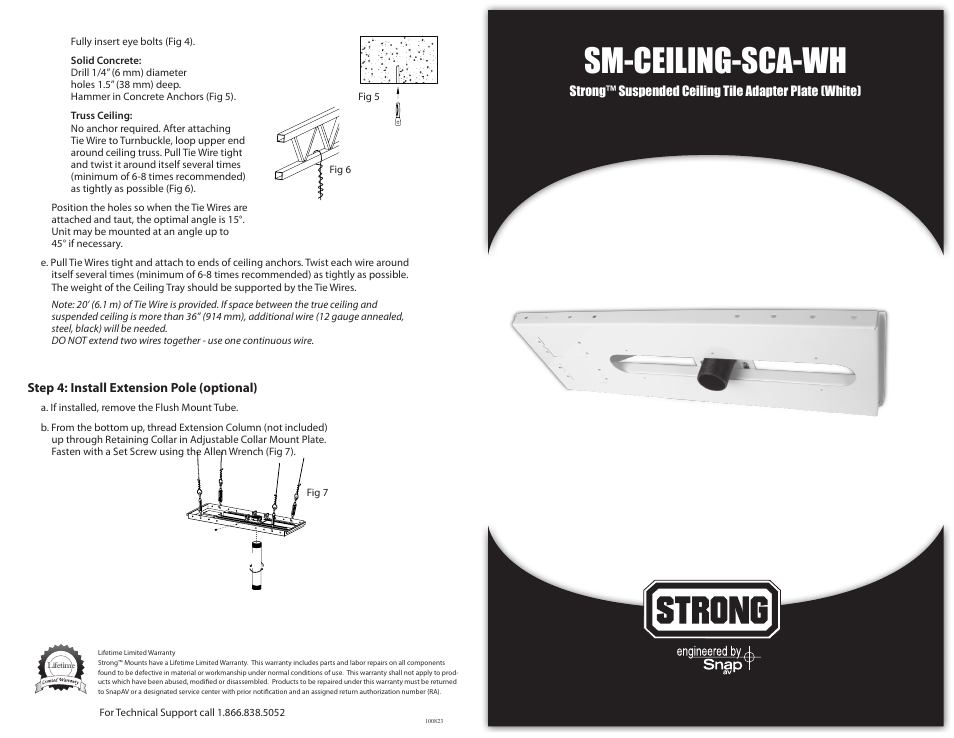 Staub Electronics SM-CEILING-SCA-WH STRONG - SUSPENDED CEILING TILE ADAPTER PLATE User Manual | 2 pages