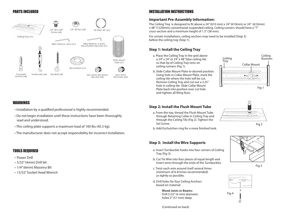 Staub Electronics SM-CEILING-SCA-WH STRONG - SUSPENDED CEILING TILE ADAPTER PLATE User Manual | Page 2 / 2