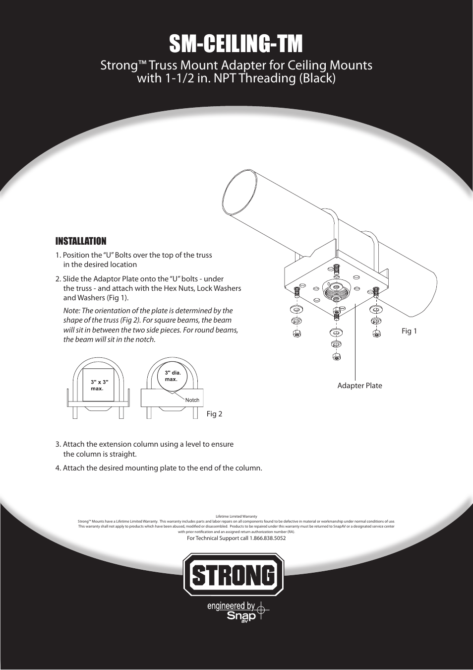 Staub Electronics SM-CEILING-TM STRONG - TRUSS MOUNT ADAPTER FOR CEILING MOUNTS User Manual | 1 page