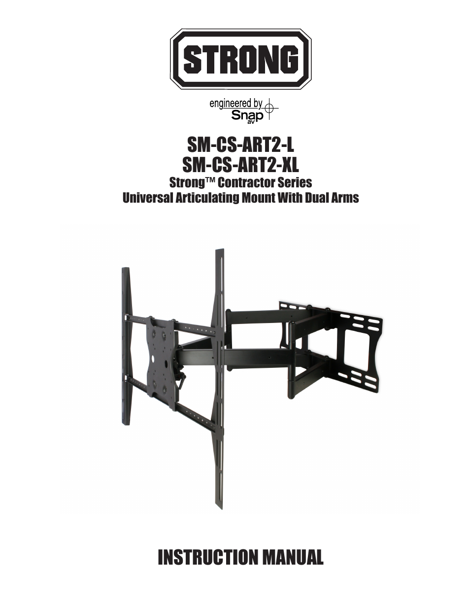 Staub Electronics SM-CS-ART2-XL STRONG - CONTRACTOR SERIES ARTICULATING MOUNT FOR 47 - 90 FLAT PANEL TVS User Manual | 8 pages