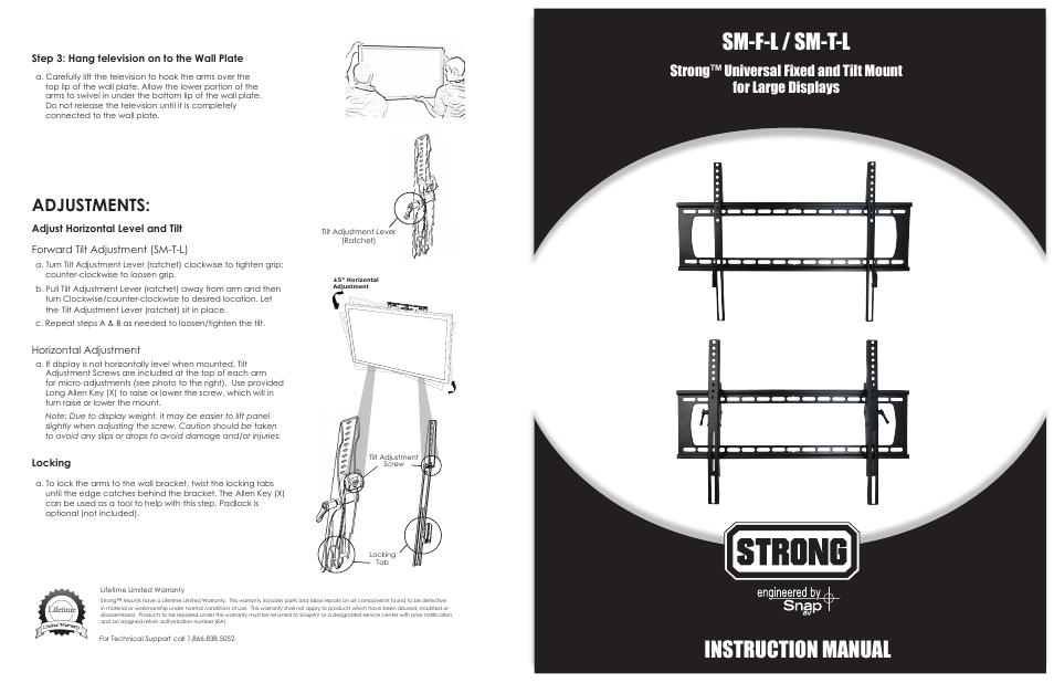 Staub Electronics SM-F-L STRONG - LARGE FIXED MOUNT FOR 36-60 FLAT-PANEL TVS User Manual | 2 pages