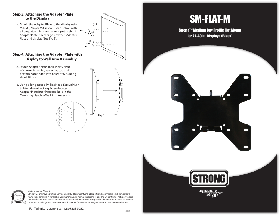 Staub Electronics SM-FLAT-M STRONG - MEDIUM LOW PROFILE FLAT MOUNT FOR 22-40 DISPLAYS User Manual | 2 pages
