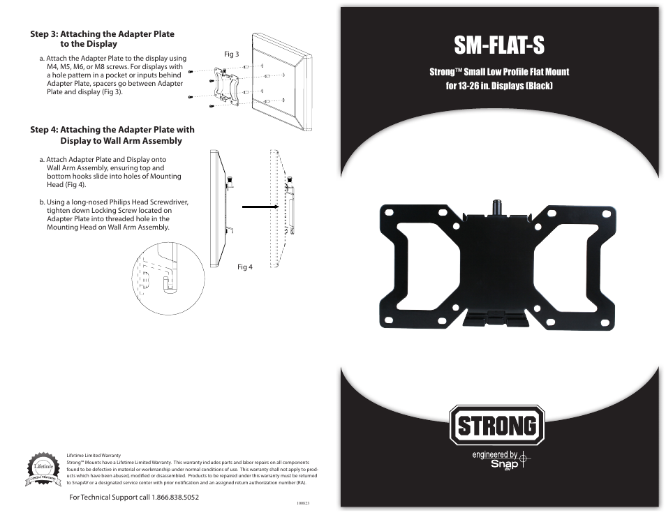 Staub Electronics SM-FLAT-S STRONG - SMALL LOW PROFILE FLAT MOUNT FOR 13-26 DISPLAYS User Manual | 2 pages