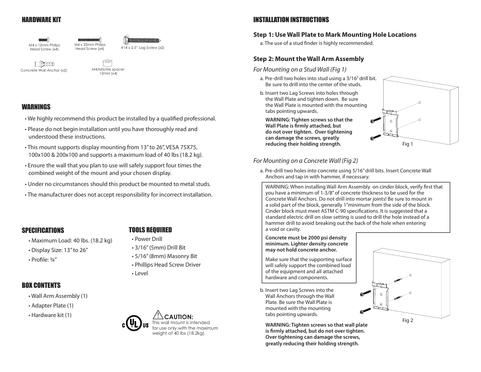 Staub Electronics SM-FLAT-S STRONG - SMALL LOW PROFILE FLAT MOUNT FOR 13-26 DISPLAYS User Manual | Page 2 / 2