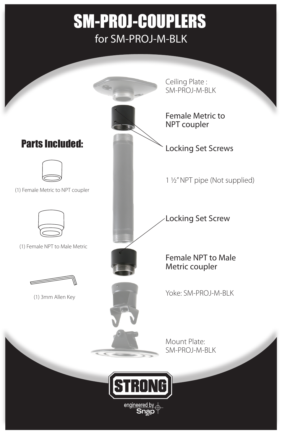 Staub Electronics SM-PROJ-COUPLERS STRONG - 1 1_2 NPT COUPLERS FOR SM-PROJ-M-BLK User Manual | 3 pages