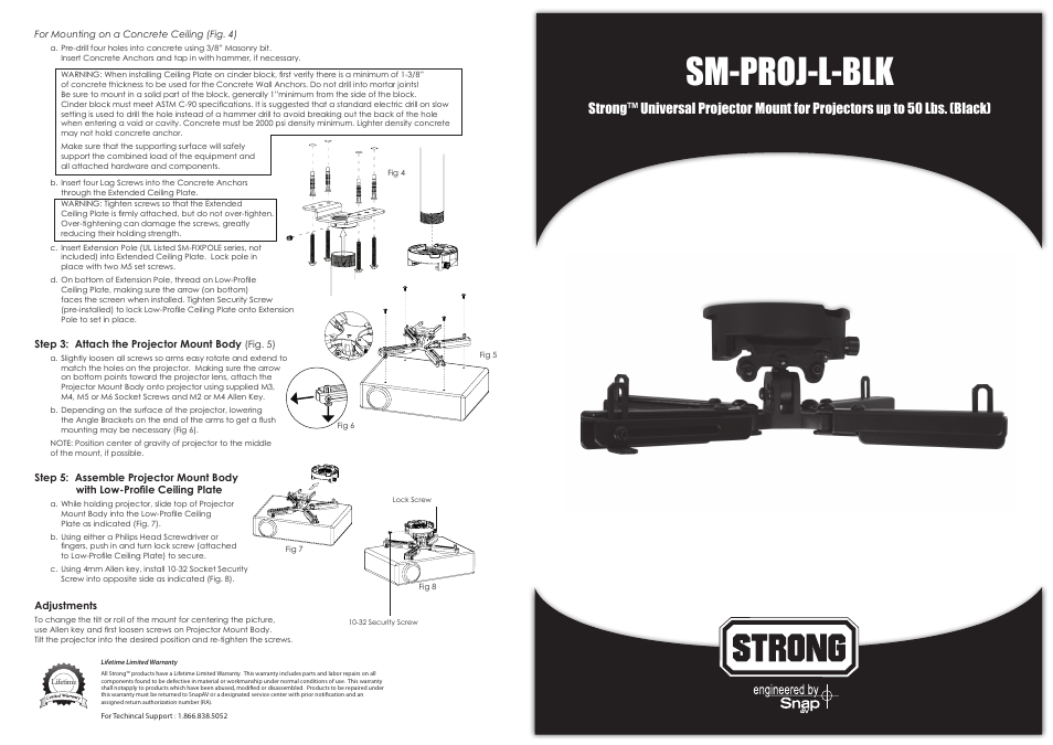 Staub Electronics SM-PROJ-L-WH STRONG - UNIVERSAL PROJECTOR MOUNT FOR PROJECTORS UP TO 50LBS User Manual | 2 pages