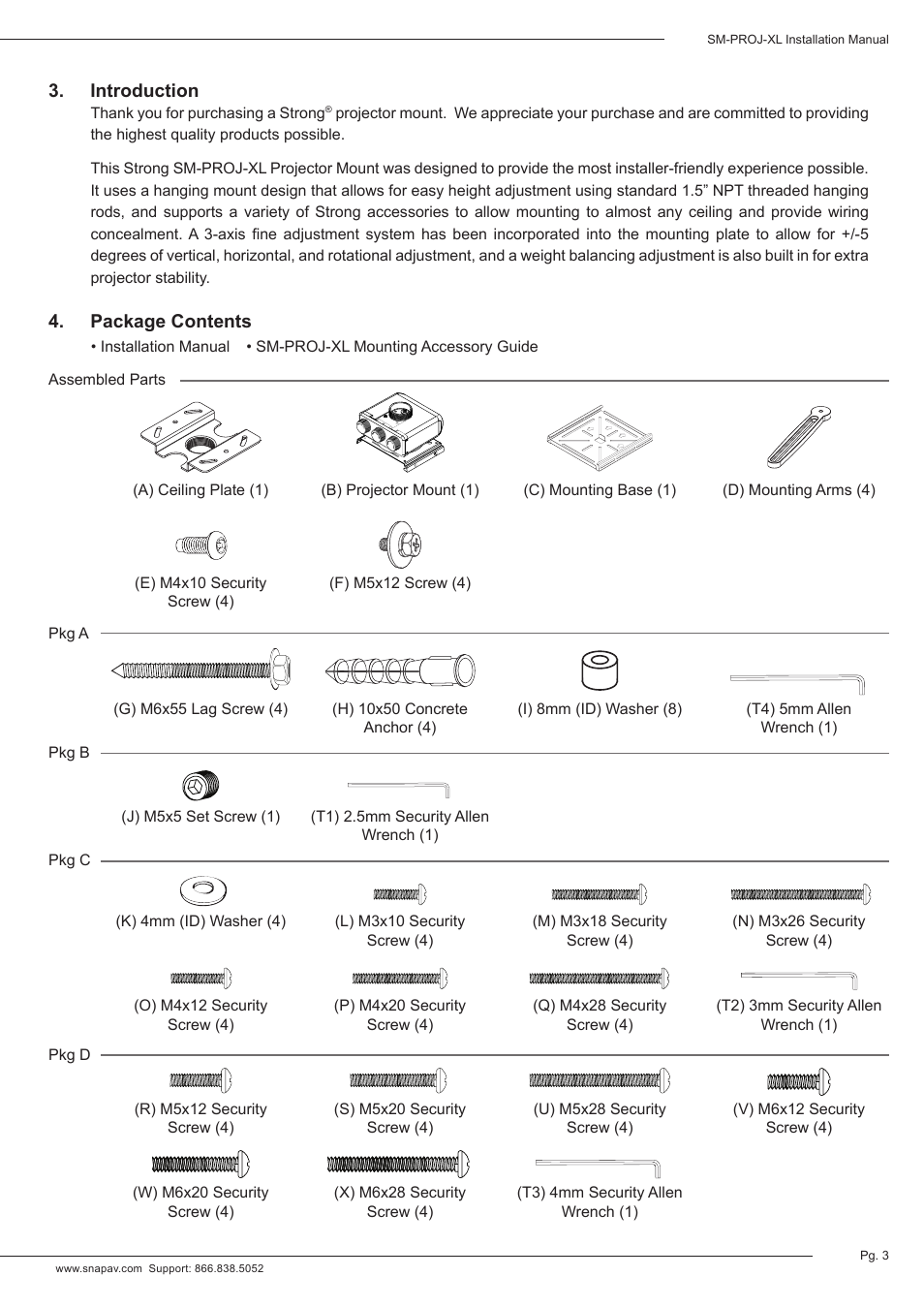 Staub Electronics SM-PROJ-XL-BLK STRONG - UNIVERSAL FINE ADJUST PROJECTOR MOUNT User Manual | Page 3 / 12