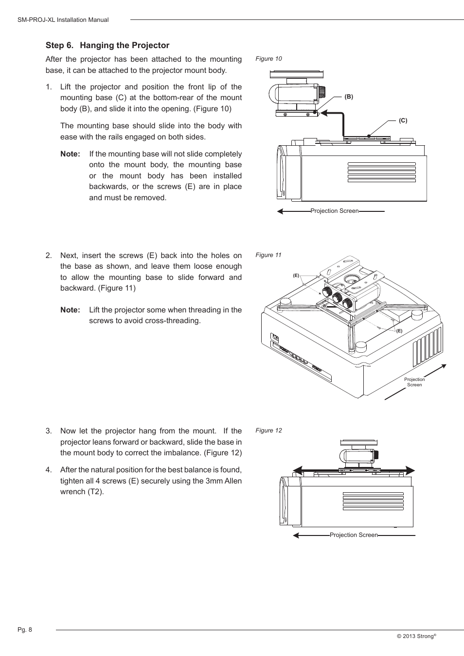 Staub Electronics SM-PROJ-XL-BLK STRONG - UNIVERSAL FINE ADJUST PROJECTOR MOUNT User Manual | Page 8 / 12