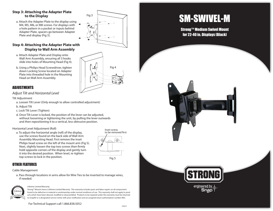 Staub Electronics SM-SWIVEL-M STRONG - SWIVEL MOUNT FOR 22-40 FLAT PANEL TVS User Manual | 2 pages