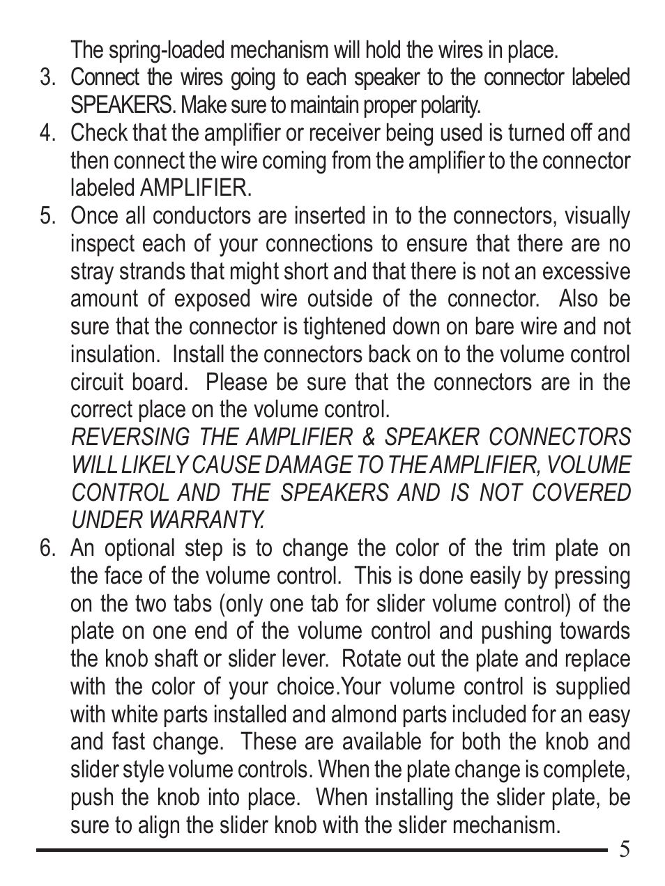 Staub Electronics EVC-100S-WHLA EPISODE - 100 W SLIDING VOLUME CONTROL User Manual | Page 5 / 8