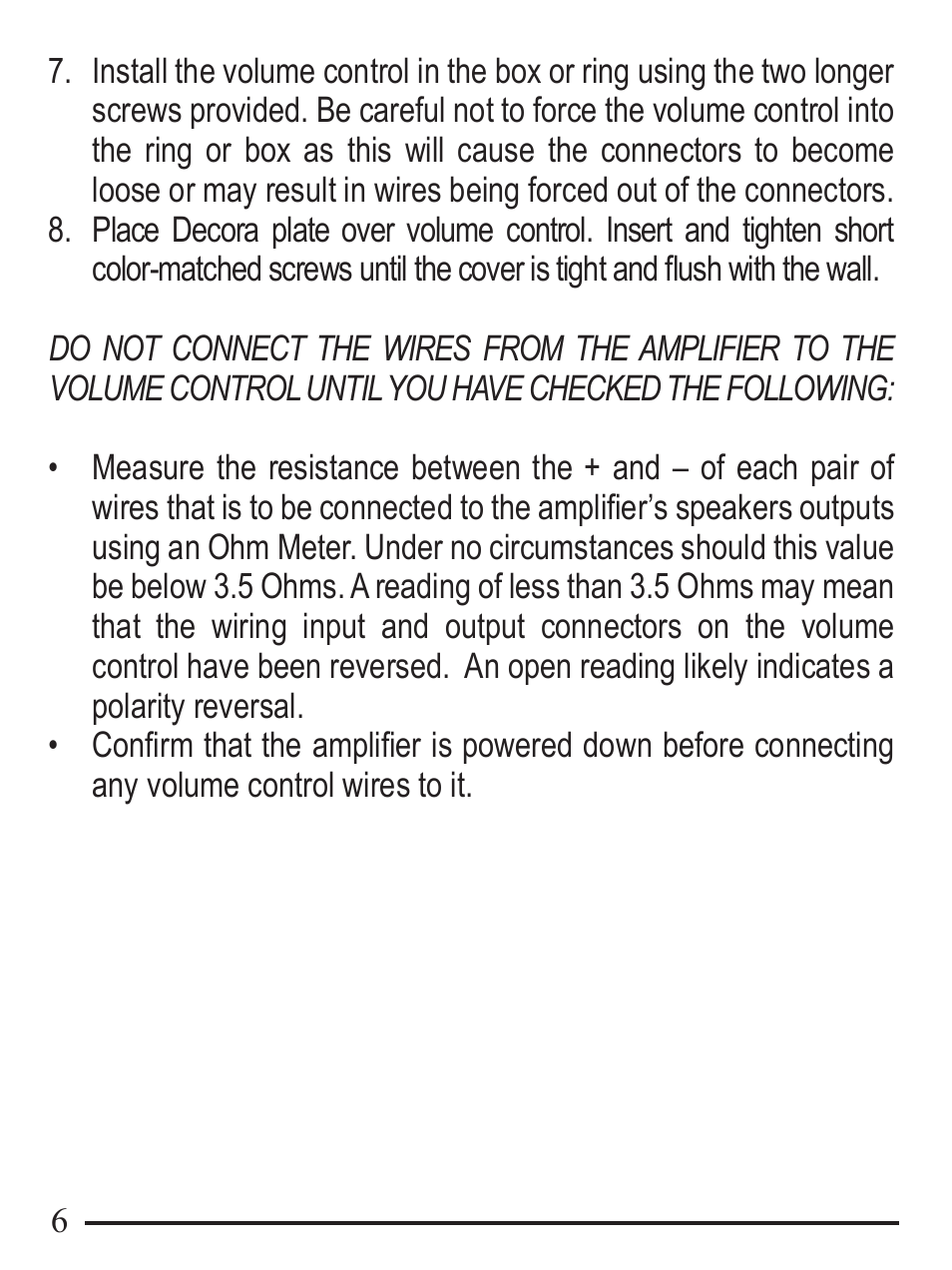 Staub Electronics EVC-100S-WHLA EPISODE - 100 W SLIDING VOLUME CONTROL User Manual | Page 6 / 8
