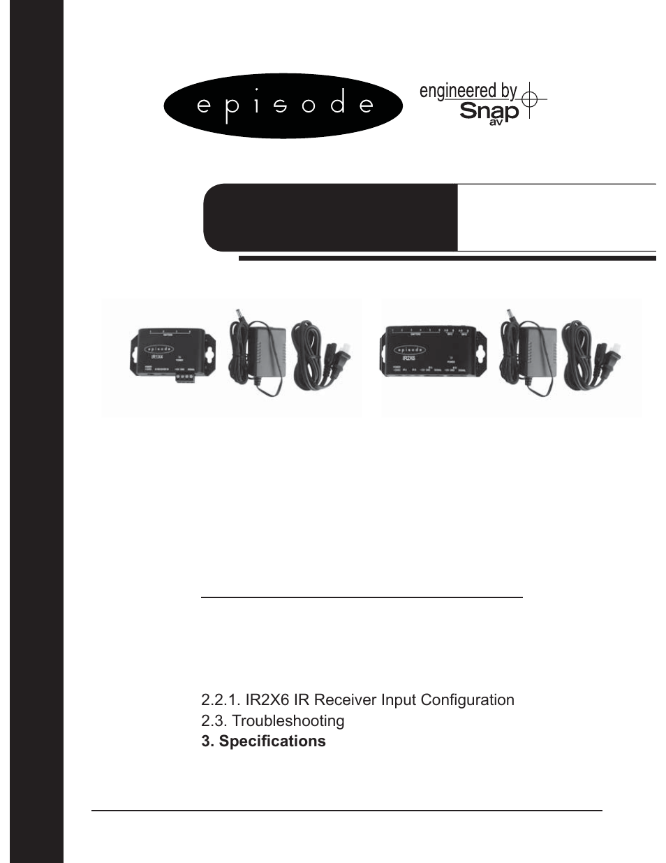 Staub Electronics KIT-IR-RPTR-2X6 EPISODE - ELECTRONICS 2X6 IR REPEATER WITH POWER SUPPLY User Manual | 6 pages