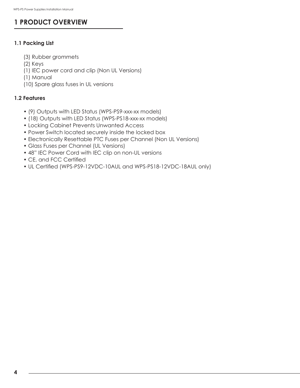 1 product overview | Staub Electronics WPS-PS18-12VDC-18A WIREPATH - SURVEILLANCE 18 OUTPUT POWER SUPPLY 12V DC 18A PTC FUSES User Manual | Page 4 / 8