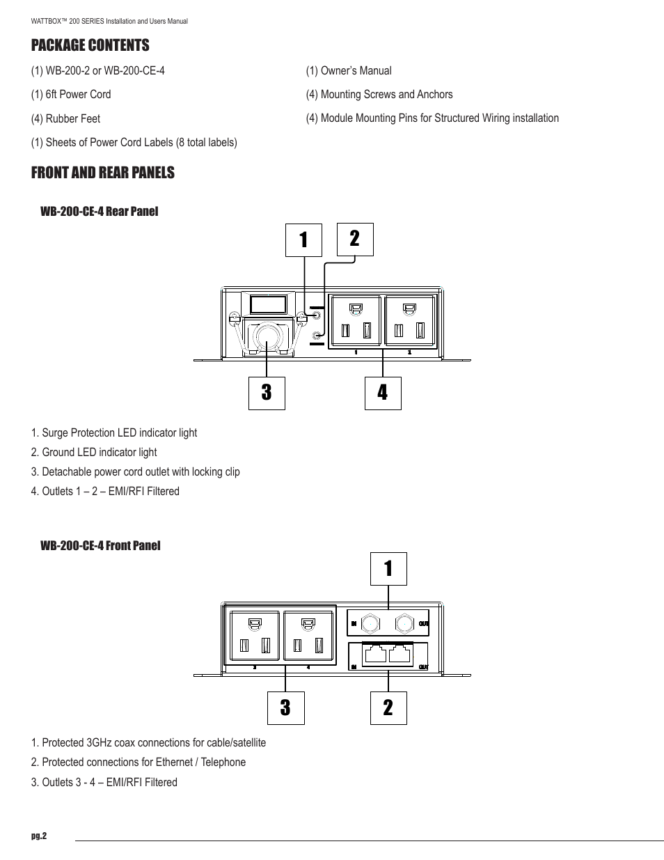 Staub Electronics WB-200-2 WATTBOX - MOUNTED POWER CONDITIONER, 2 OUTLETS User Manual | Page 2 / 12