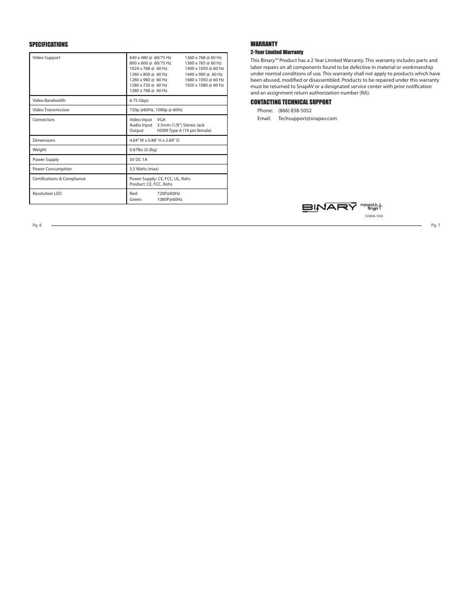 Staub Electronics B-220-VGALRTOHD-S BINARY - VGA AND ANALOG AUDIO TO HDMI CONVERTER AND SCALER User Manual | Page 2 / 2