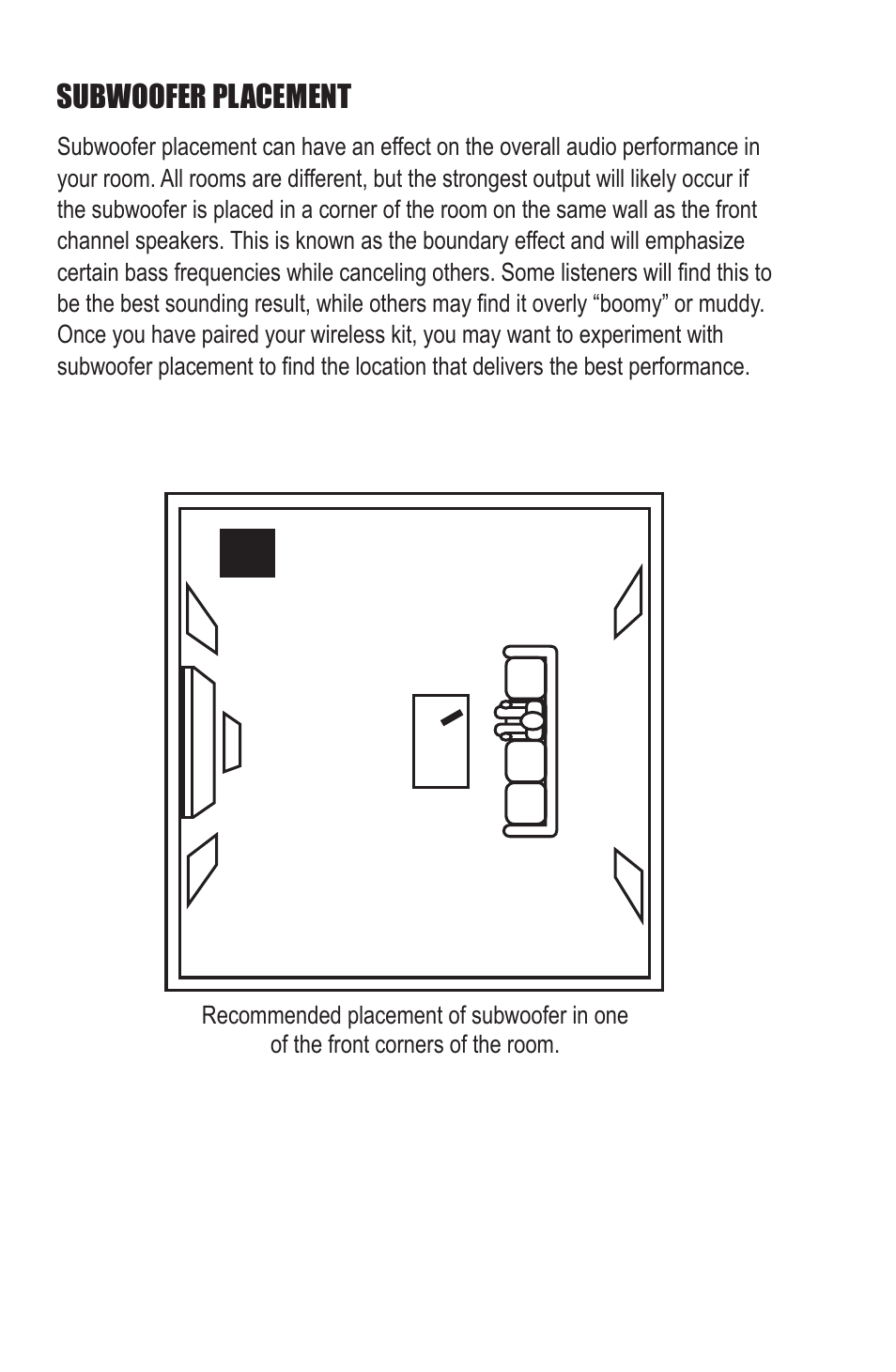Subwoofer placement | Staub Electronics ES-SUB-WIRELESS EPISODE - WIRELESS SUBWOOFER KIT User Manual | Page 4 / 8