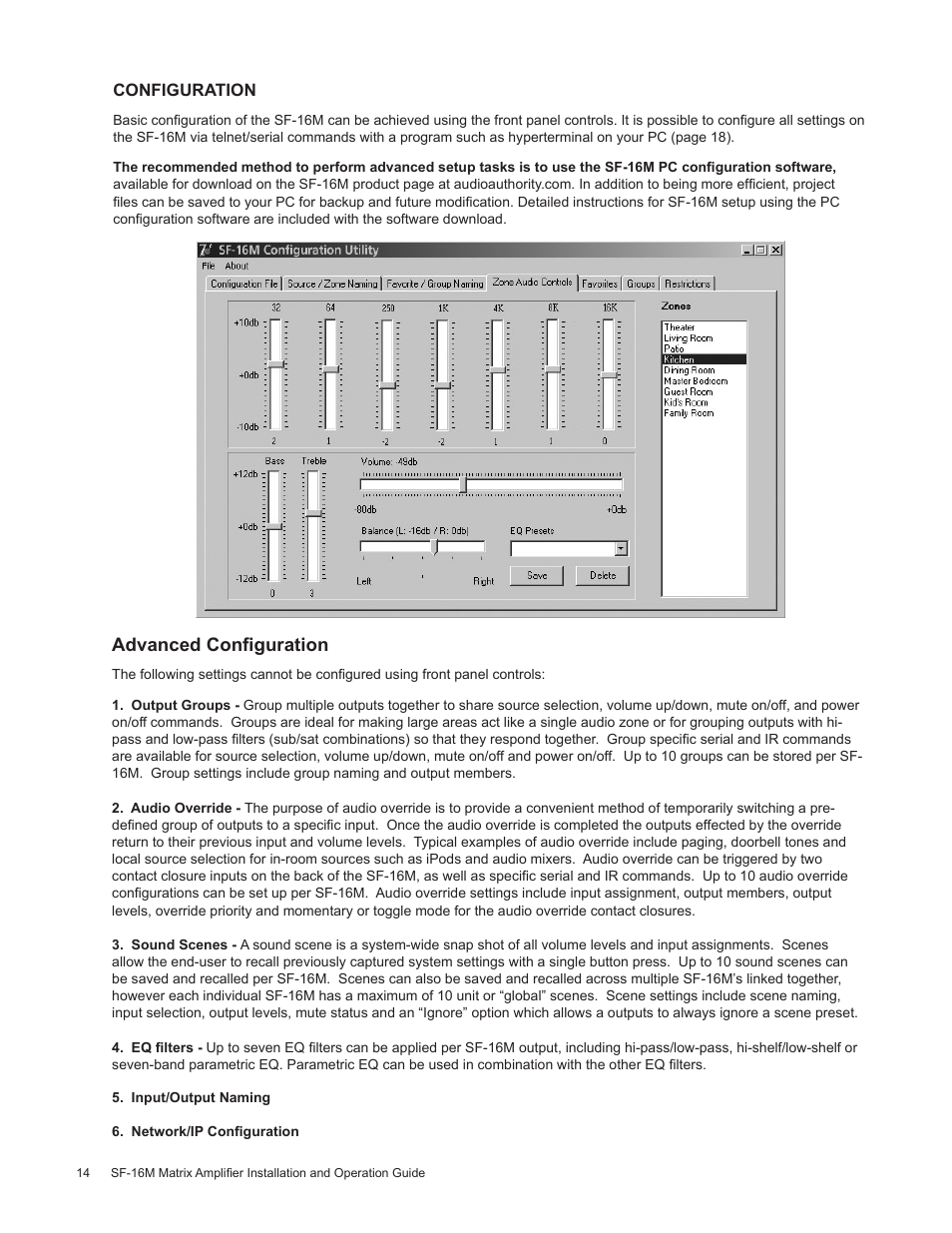 Advanced configuration | Staub Electronics AA-SF-16M AUDIO AUTHORITY - 16 CHANNEL MATRIX AMPLIFIER WITH FLEXPORT INPUTS User Manual | Page 14 / 24