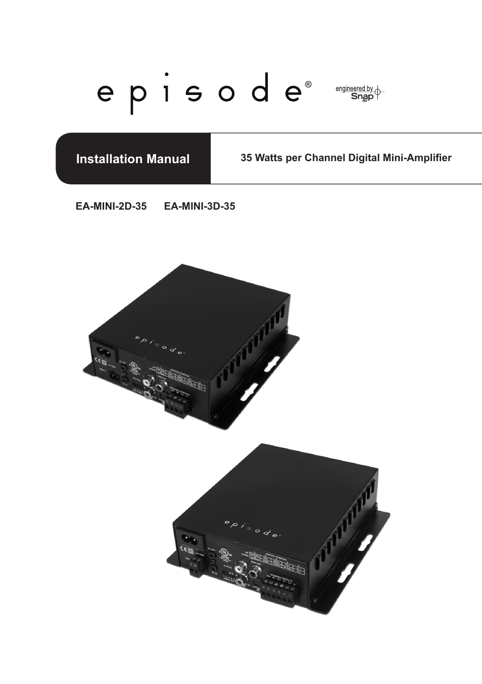 Staub Electronics EA-MINI-2D-35 EPISODE - 2 CHANNEL 35 WATTS DIGITAL MINI-AMPLIFIER User Manual | 20 pages