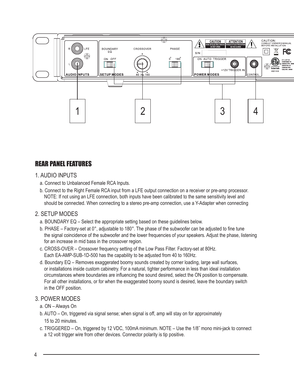 Staub Electronics EA-AMP-SUB-1D-500 EPISODE - DIGITAL SUBWOOFER AMP User Manual | Page 4 / 8