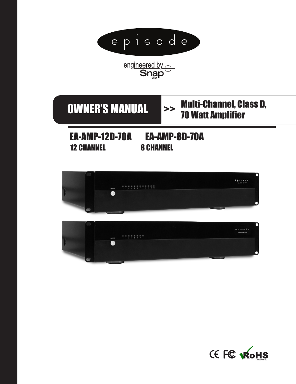 Staub Electronics EA-AMP-12D-70A EPISODE - 12 CHANNEL 70 WATTS DIGITAL AMPLIFIER WITH AUTO POWER User Manual | 14 pages