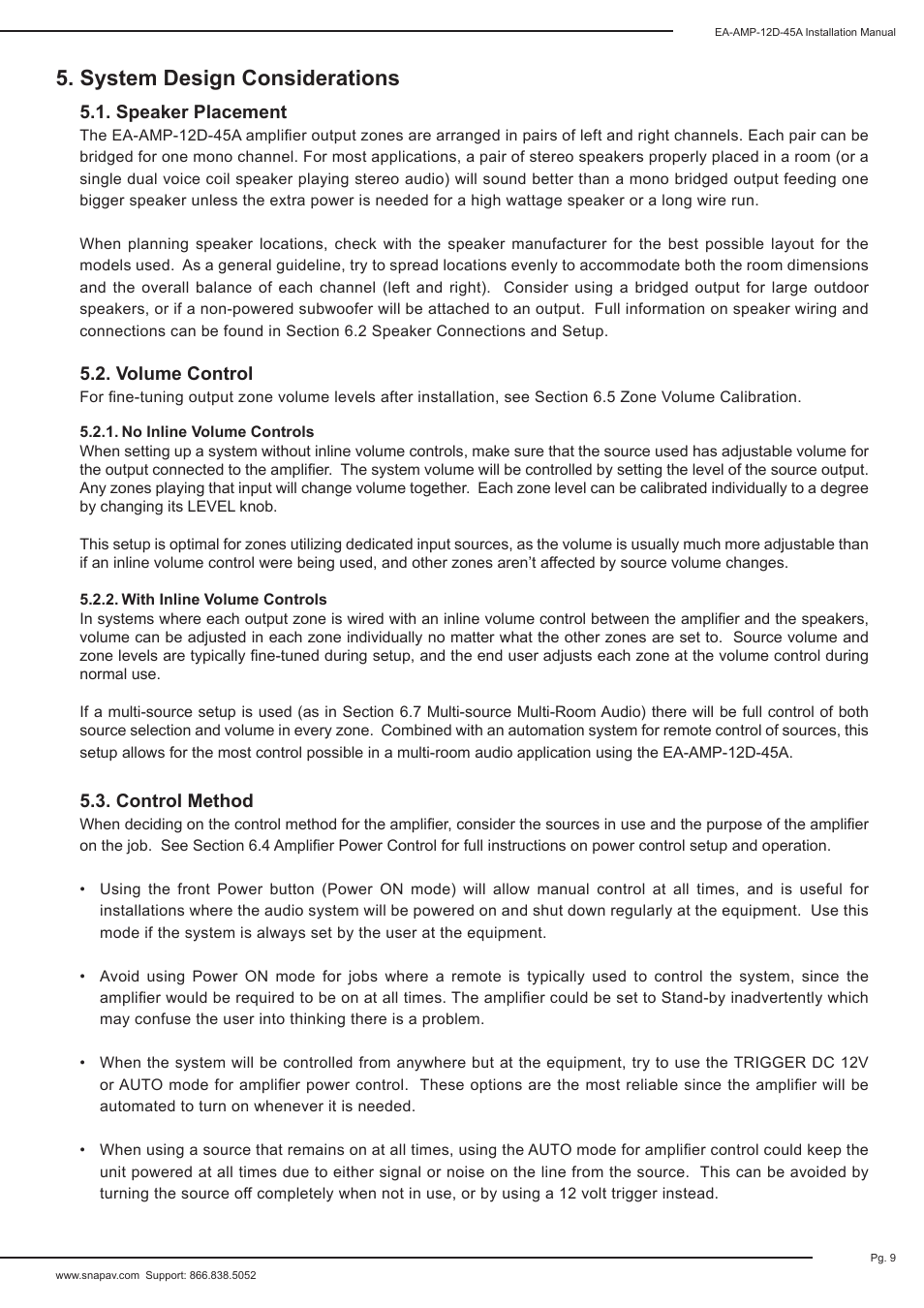 System design considerations | Staub Electronics EA-AMP-12D-45A EPISODE - 12 CHANNEL 45 WATTS DIGITAL AMPLIFIER User Manual | Page 9 / 20