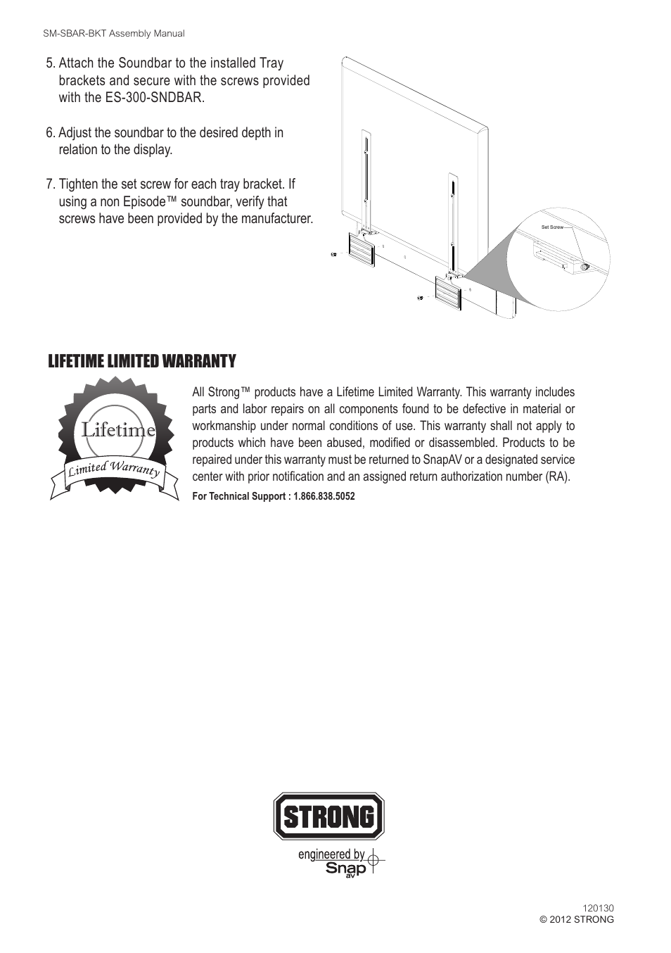 Lifetime, Lifetime limited warranty | Staub Electronics SM-SBAR-BKT STRONG - UNIVERSAL SOUNDBAR BRACKET FOR FLAT PANEL TVS User Manual | Page 4 / 4