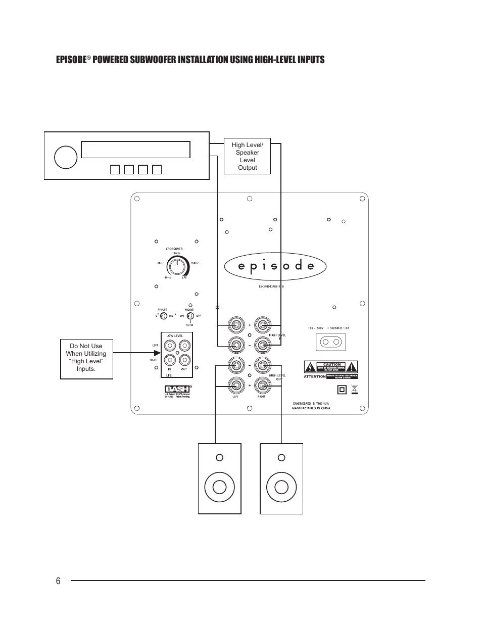 Episode | Staub Electronics ES-SUB-CUB8-110 EPISODE - CUB 110 WATT POWERED SUBWOOFER User Manual | Page 6 / 8