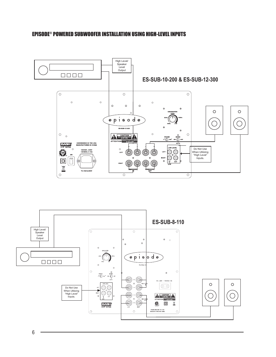 Episode | Staub Electronics ES-SUB-12-300-BLK EPISODE - 300 WATT 12IN POWERED SUBWOOFER User Manual | Page 6 / 8