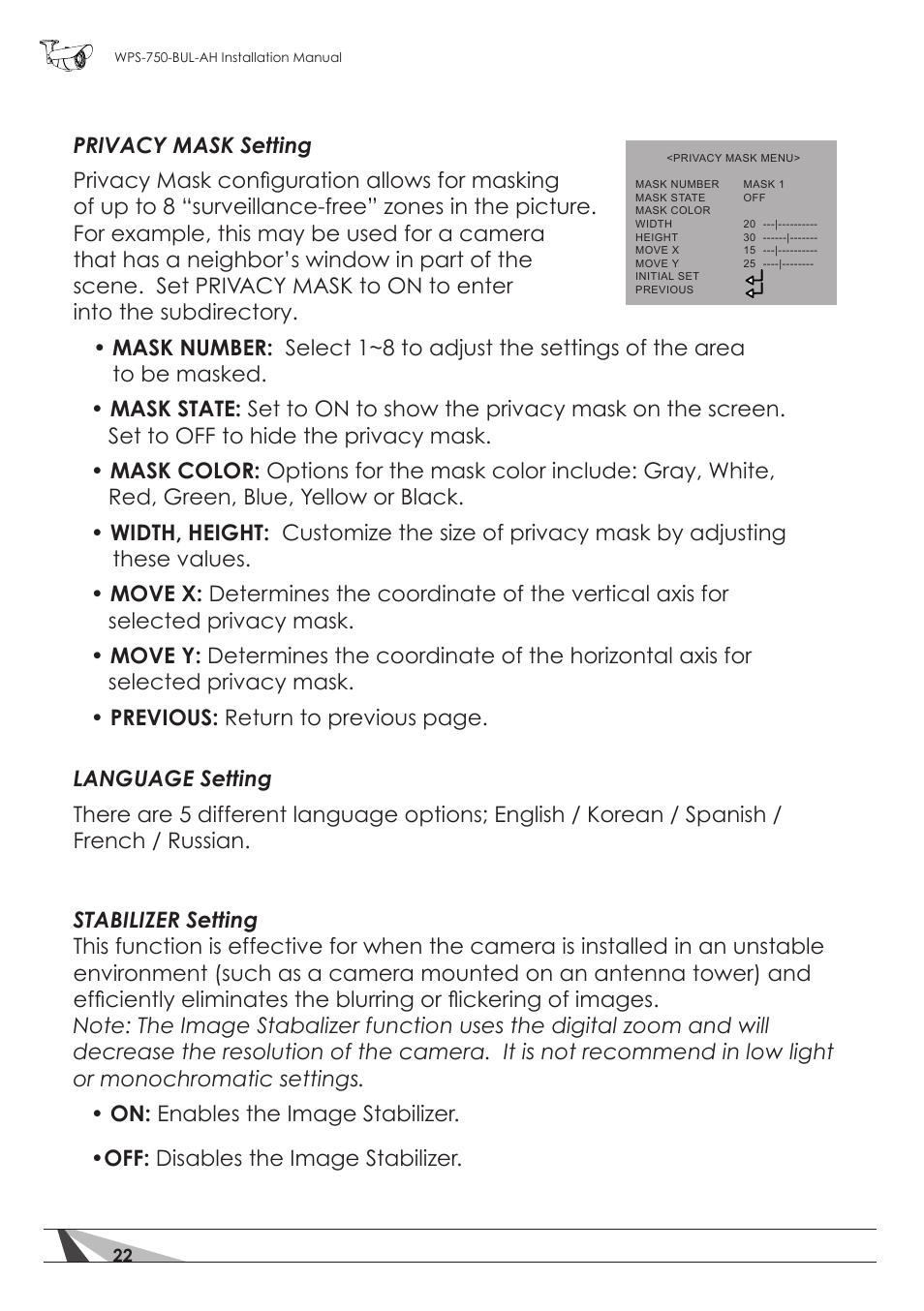 Staub Electronics WPS-750-BUL-AH WIREPATH - SURVEILLANCE 750-SERIES BULLET ANALOG OUTDOOR CAMERA WITH IR AND HEATER (650TVL) User Manual | Page 22 / 32