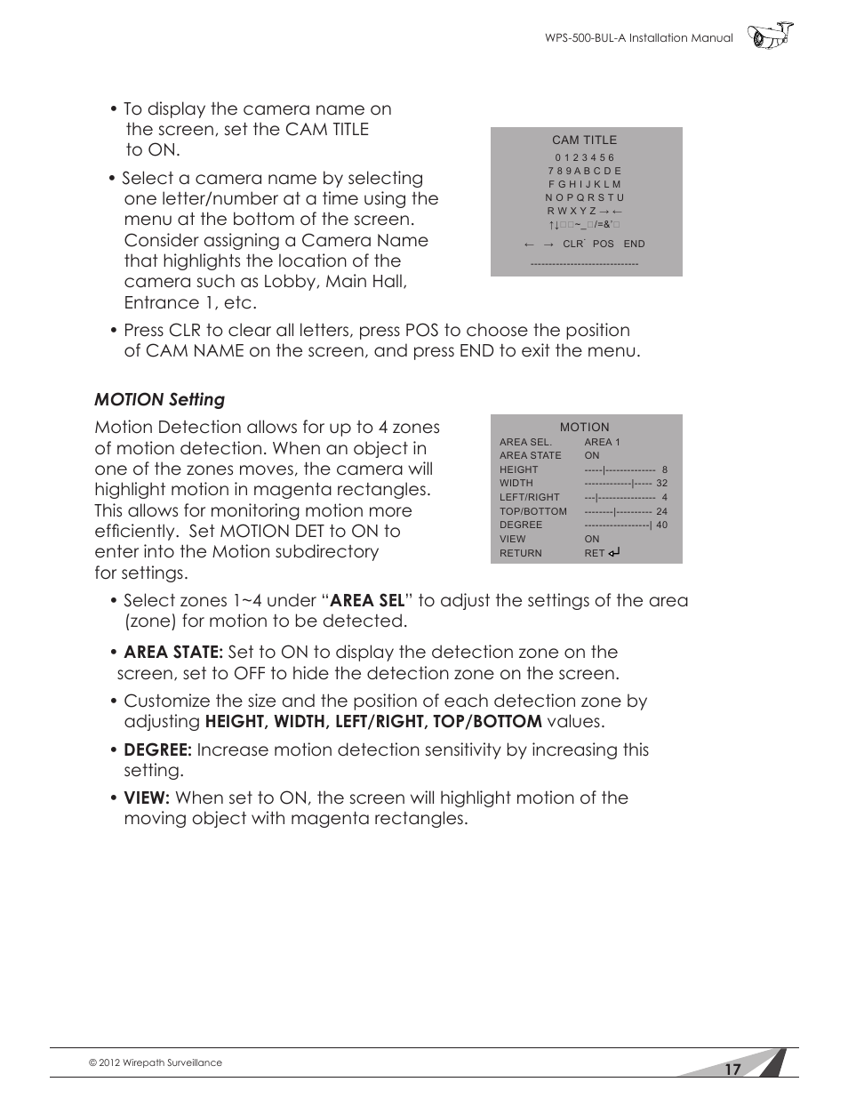 Staub Electronics WPS-700-BUL-A WIREPATH - TRUE DAY_NIGHT OUTDOOR VARIFOCAL BULLET CAMERA (600 TVL, D-WDR) User Manual | Page 17 / 28