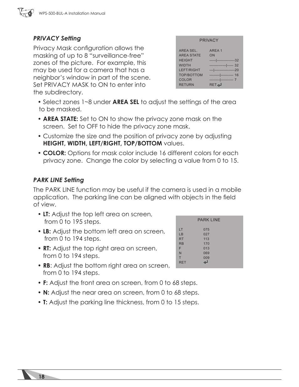 Staub Electronics WPS-700-BUL-A WIREPATH - TRUE DAY_NIGHT OUTDOOR VARIFOCAL BULLET CAMERA (600 TVL, D-WDR) User Manual | Page 18 / 28
