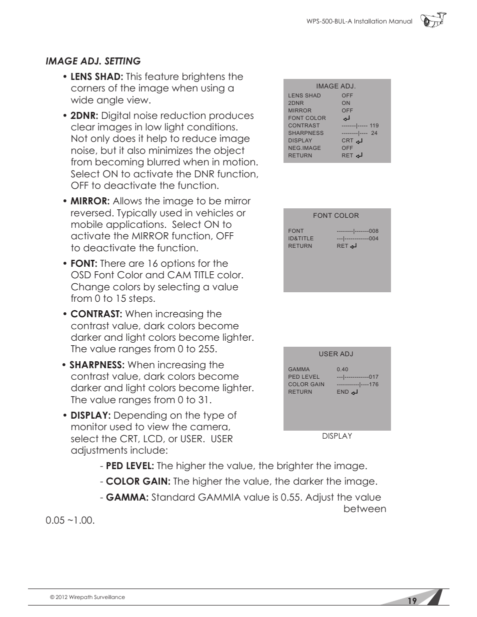 Staub Electronics WPS-700-BUL-A WIREPATH - TRUE DAY_NIGHT OUTDOOR VARIFOCAL BULLET CAMERA (600 TVL, D-WDR) User Manual | Page 19 / 28