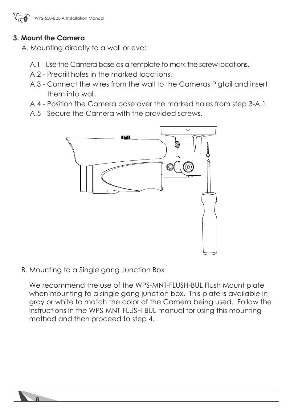 Staub Electronics WPS-550-BUL-A WIREPATH - SURVEILLANCE 550-SERIES BULLET ANALOG OUTDOOR CAMERA WITH IR (600 TVL) User Manual | Page 8 / 30