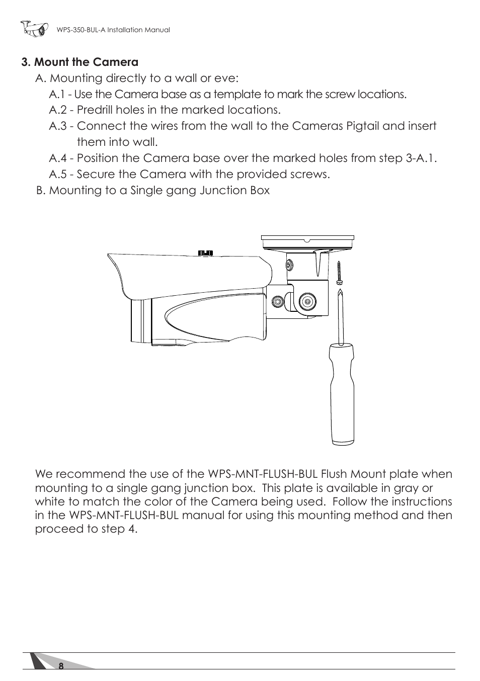 Staub Electronics WPS-350-BUL-A WIREPATH - SURVEILLANCE 350-SERIES BULLET ANALOG OUTDOOR CAMERA WITH IR (550 TVL) User Manual | Page 8 / 14