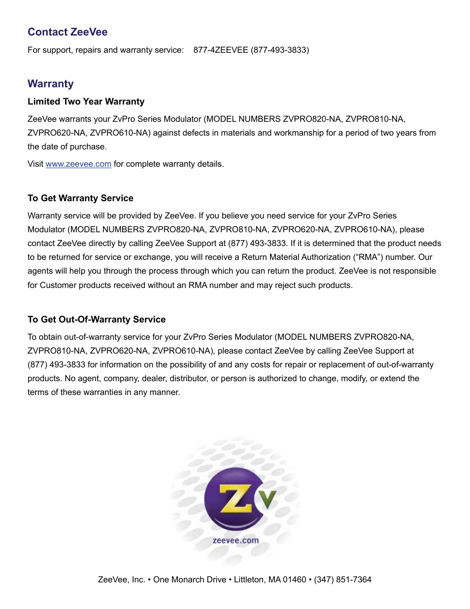 Staub Electronics ZVPRO810 ZEEVEE - SINGLE CHANNEL DIGITAL VIA UNENCRYPTED HDMI User Manual | Page 8 / 8