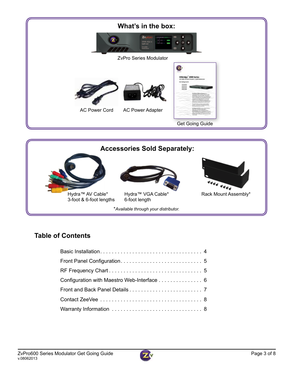 Staub Electronics ZVPRO610 ZEEVEE - SINGLE CHANNEL ANALOG HD DISTRIBUTION OVER COAX User Manual | Page 3 / 8