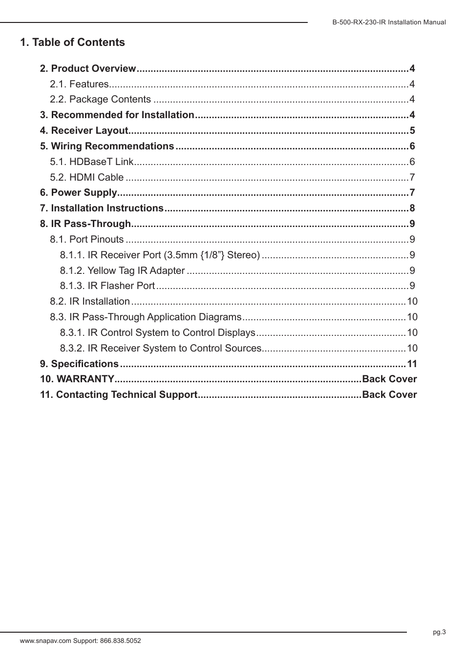 Staub Electronics B-500-RX-230-IR BINARY - HD BASE T RECEIVER WITH BI-DIRECTIONAL IR FOR B-500 HDBASET MATRIX SWITCHERS User Manual | Page 3 / 12